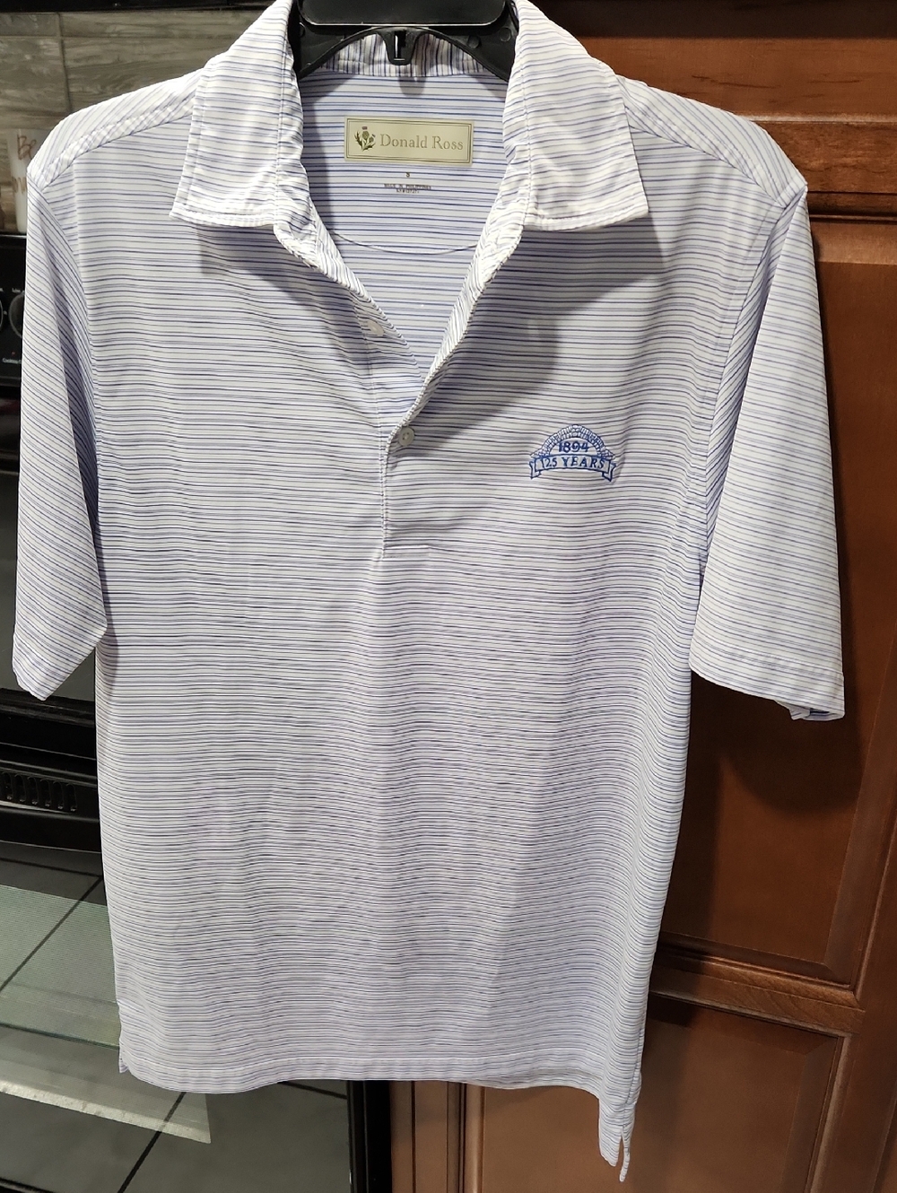 Donald Ross Men's Light Blue Striped Polo Shirt